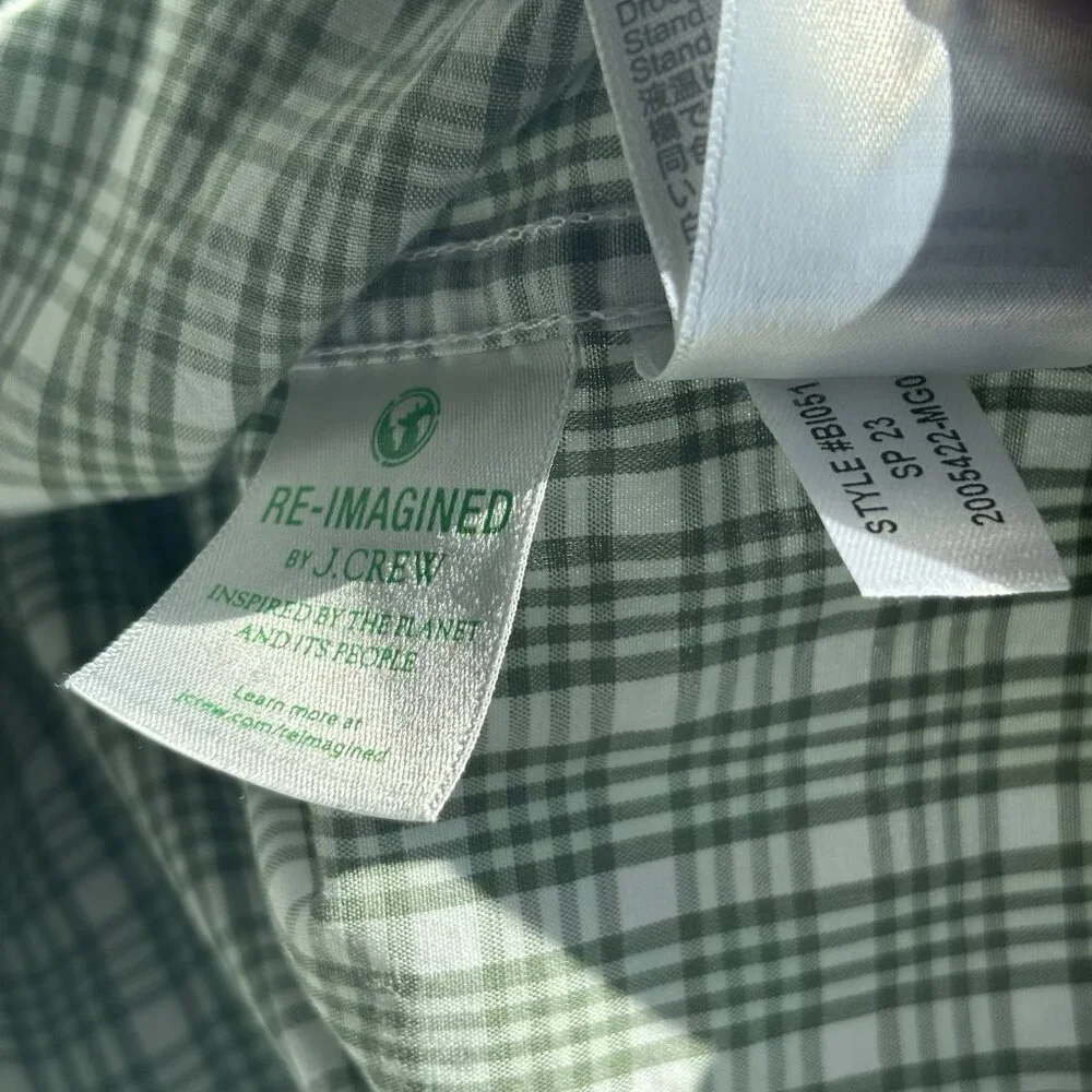 J.Crew Slim Untucked Flex Washed‎ Plaid Shirt Mens Large Preppy Office Business